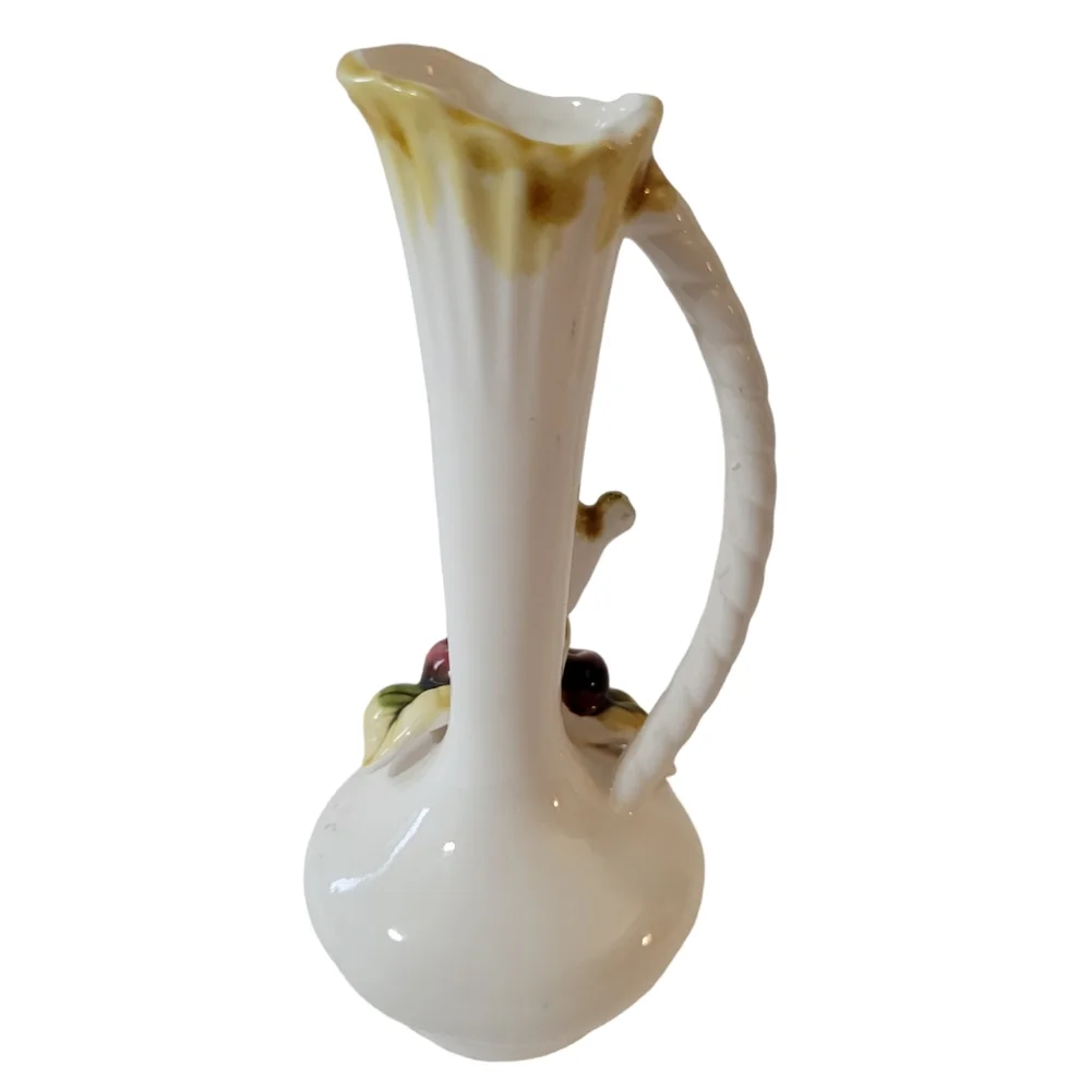Vintage Enesco Decorative Pitcher Ceramic E3119 Fruit Leaves